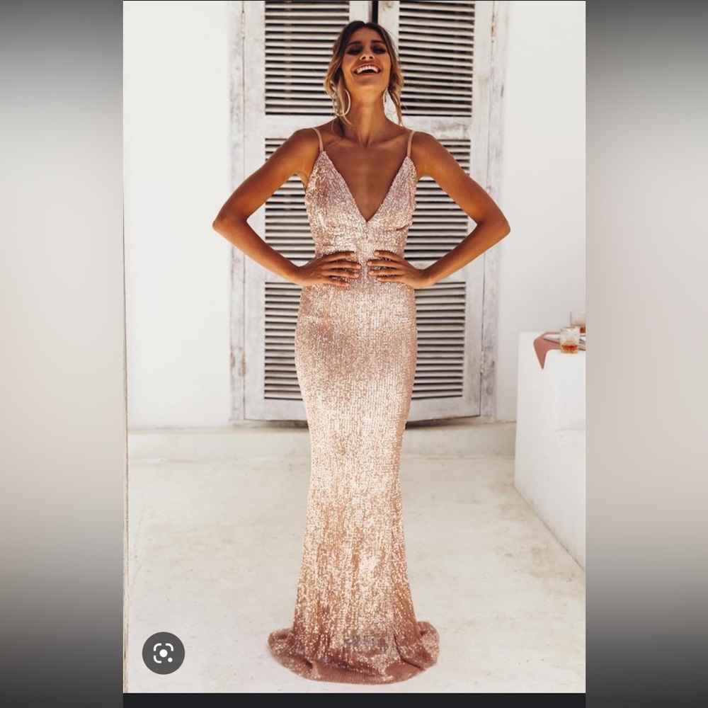 Hello molly gold sequin gown